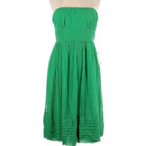 J. Crew Green Silk Strapless Midi Cocktail Dress 12